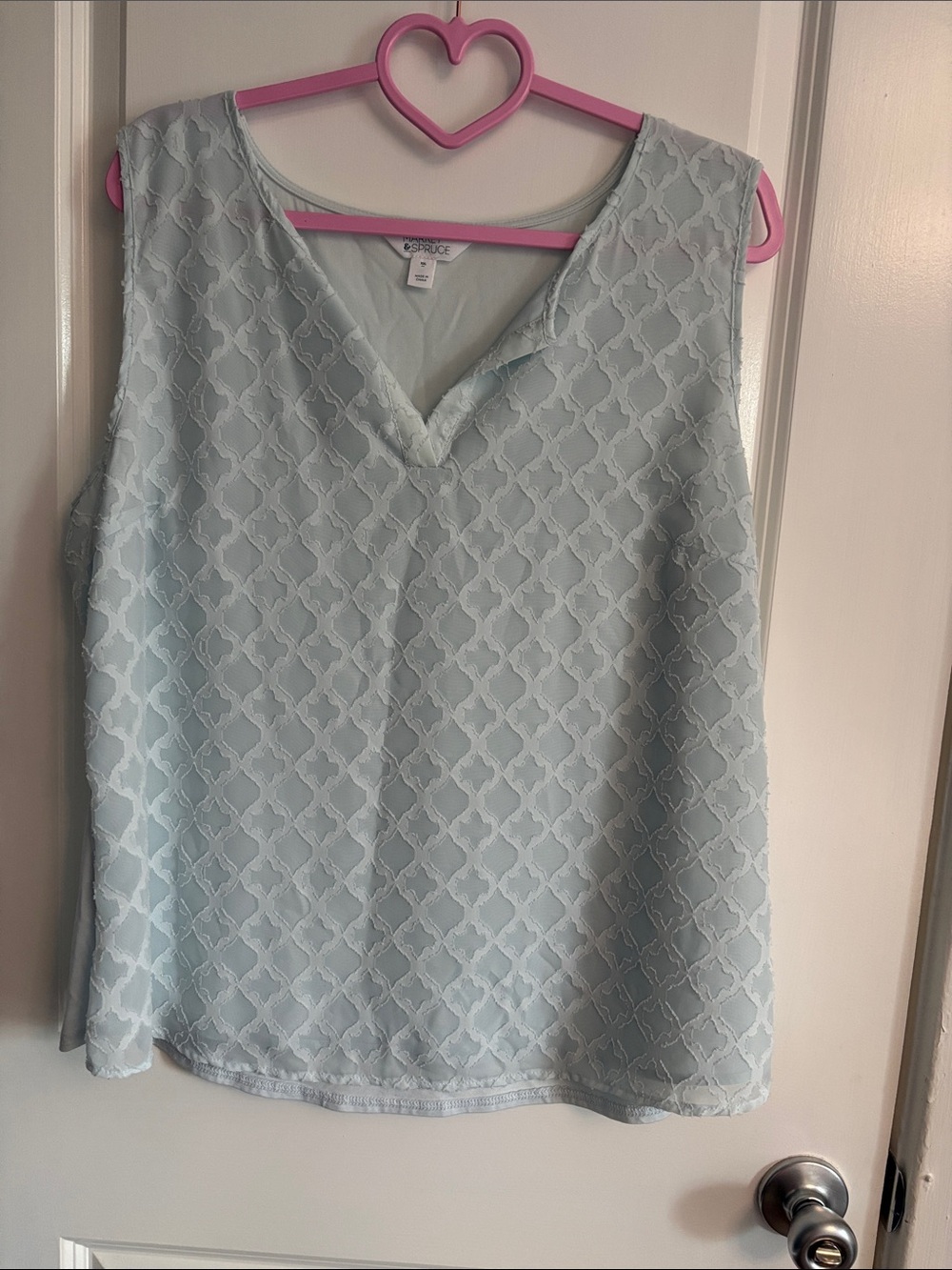Market & Spruce Pale Blue Sleeveless V-Neck Textured Camisole